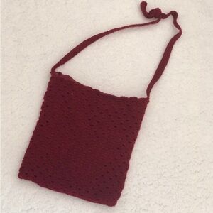 Elegant Red Crochet Shoulder Bag